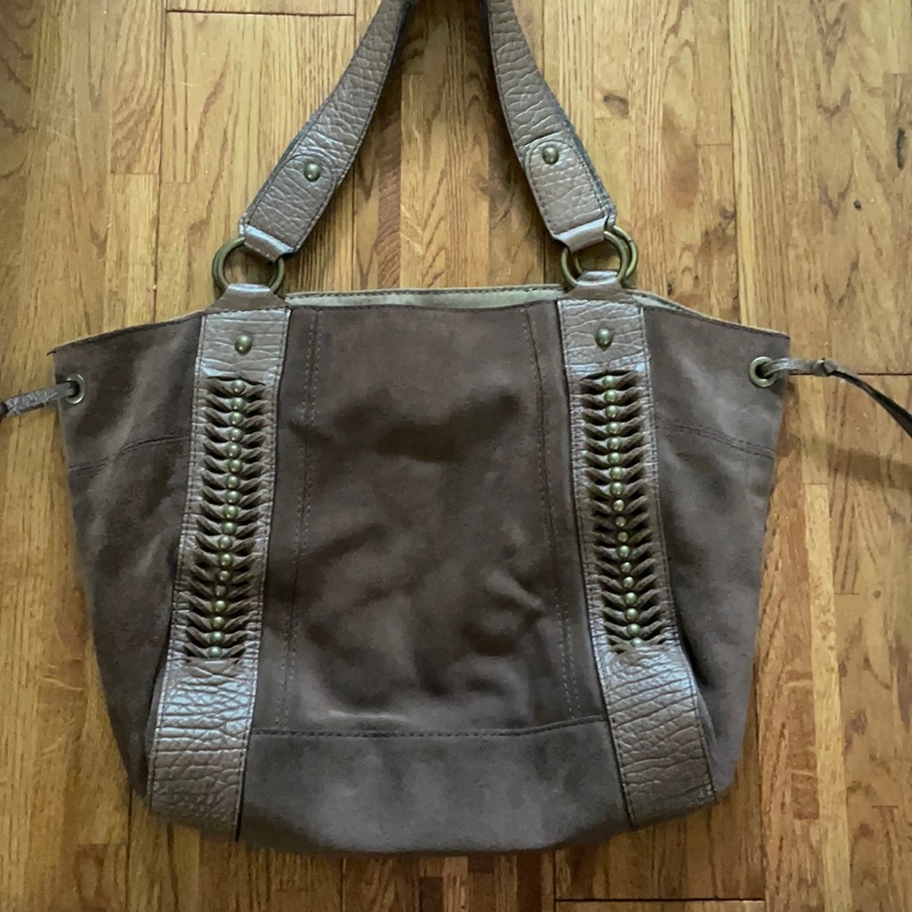 Brown suede/ leather handbag
